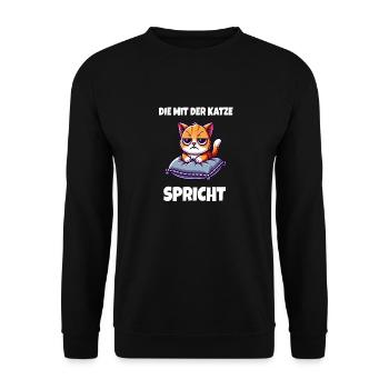 Die mit der Katze spricht - Unisex Pullover - Schwarz - Vorne - Alina (178cm) & Michal (187cm)