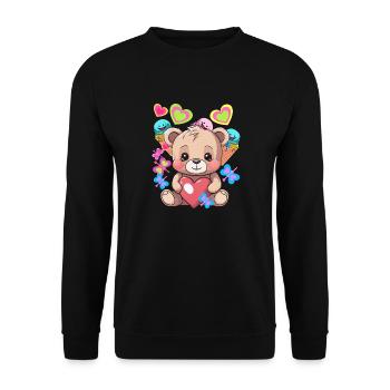 Mignon Teddy Glace Crème Coeur Coeurs Enfant Enfants Bébé - Sweat-shirt Unisexe - noir - Devant - Alina (178cm) & Michal (187cm)
