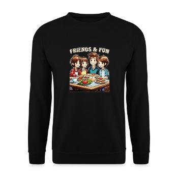 FREUNDE FRIENDS & FUN - Unisex Sweatshirt - black - Front - Alina (178cm) & Michal (187cm)
