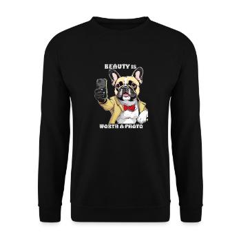 LA BEAUTÉ DU SMARTPHONE POUR CHIEN VAUT UNE PHOTO - Sweat-shirt Unisexe - noir - Devant - Alina (178cm) & Michal (187cm)