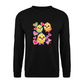poussin rétro vintage des années 80 des années 90 poulet enfants bébé - Sweat-shirt Unisexe - noir - Devant - Alina (178cm) & Michal (187cm)