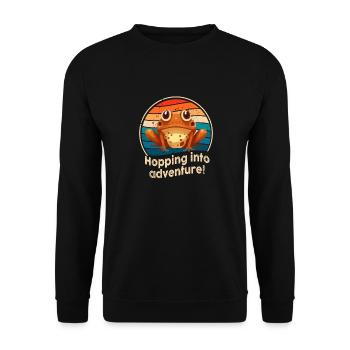 Hopping Into Adventure Frogs Nature Joy - Unisex Sweatshirt - black - Front - Alina (178cm) & Michal (187cm)