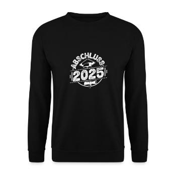 Abitur ABSCHLUSS 2025 Abi Geschafft Lustiges - Unisex Pullover - Schwarz - Vorne - Alina (178cm) & Michal (187cm)