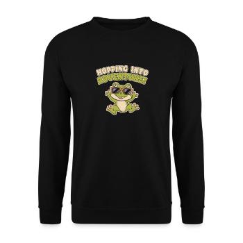 Hopping Into Adventure Frogs Nature Joy - Unisex Sweatshirt - black - Front - Alina (178cm) & Michal (187cm)