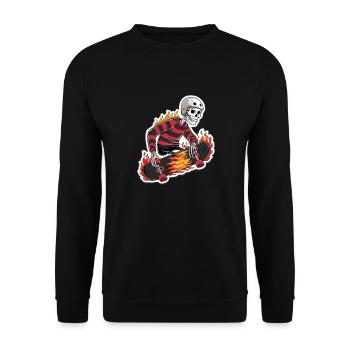 FLAMING SKATEBOARD - Unisex Sweatshirt - black - Front - Alina (178cm) & Michal (187cm)