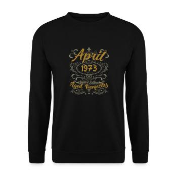 Avril 1973 Cadeau Anniversaire April 1973 - Sweat-shirt Unisexe - noir - Devant - Alina (178cm) & Michal (187cm)