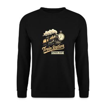 Train Ride -locomotive Adventure - Unisex Sweatshirt - black - Front - Alina (178cm) & Michal (187cm)
