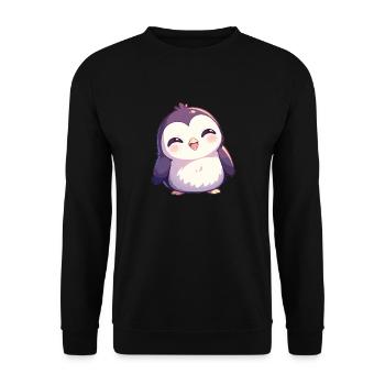 Pinguine Pinguin - Unisex Pullover - Schwarz - Vorne - Alina (178cm) & Michal (187cm)
