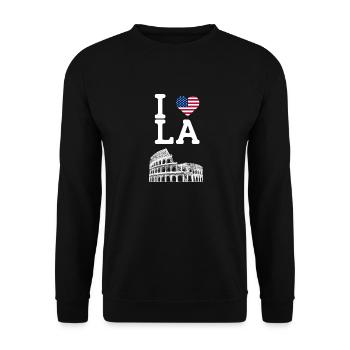 I Love LA American Flag Lover Los Angeles Cool - Unisex Pullover - Schwarz - Vorne - Alina (178cm) & Michal (187cm)
