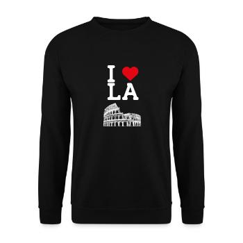 I Love LA Heart Flag Los Angeles Colosseum Cool - Unisex Pullover - Schwarz - Vorne - Alina (178cm) & Michal (187cm)
