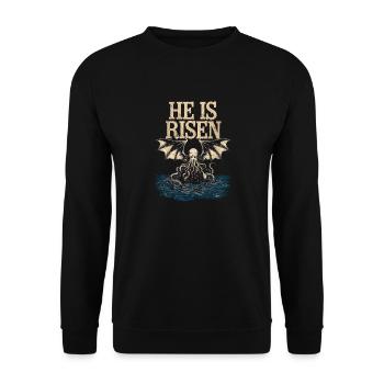 Er ist auferstanden, alter Cthulhu - Unisex Pullover - Schwarz - Vorne - Alina (178cm) & Michal (187cm)