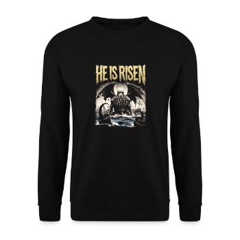 Vintage Cthulhu, er ist auferstanden - Unisex Pullover - Schwarz - Vorne - Alina (178cm) & Michal (187cm)