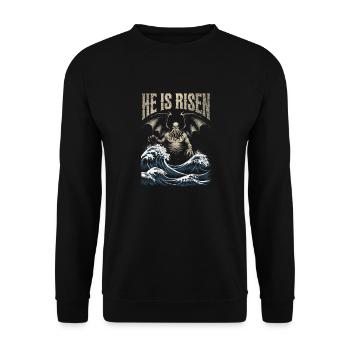 Cthulhu, Er ist auferstanden, Vintage Cthulhu - Unisex Pullover - Schwarz - Vorne - Alina (178cm) & Michal (187cm)