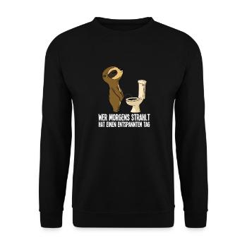 Sloth Funny Saying Morning Glowing Humor - Unisex Sweatshirt - black - Front - Alina (178cm) & Michal (187cm)