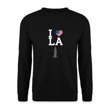I Love LA Los Angeles Empire Cool Heart Flag Pun - Unisex Sweatshirt - black - Front - Alina (178cm) & Michal (187cm)