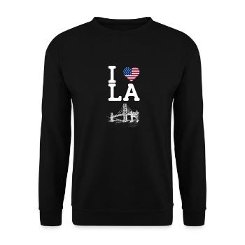 I Love LA Golden Gate Bridge Cool Heart Flag Pun - Unisex Sweatshirt - black - Front - Alina (178cm) & Michal (187cm)