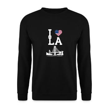 I Love LA Golden Gate Bridge Los Angeles Flag Pun - Unisex Sweatshirt - black - Front - Alina (178cm) & Michal (187cm)
