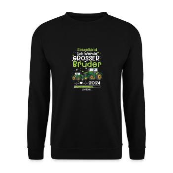 Ich Werde Großer Bruder 2024 Traktor - Unisex Pullover - Schwarz - Vorne - Alina (178cm) & Michal (187cm)