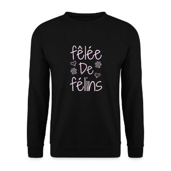 GEKNACKT MIT KATZEN! (chat) - Wortspiele - François - Unisex Pullover - Schwarz - Vorne - Alina (178cm) & Michal (187cm)