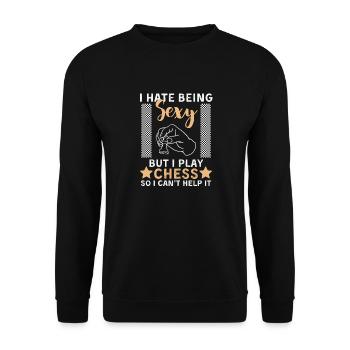 Funny Chess Saying Chess Player - Unisex Sweatshirt - black - Front - Alina (178cm) & Michal (187cm)