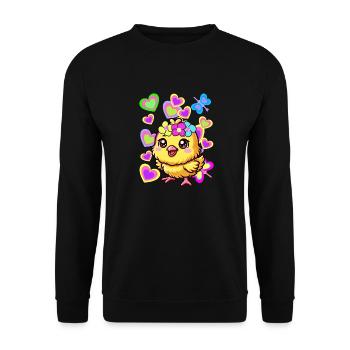 Pâques Printemps poussin Retro des années 80 des années 90 Enfants Poulet - Sweat-shirt Unisexe - noir - Devant - Alina (178cm) & Michal (187cm)