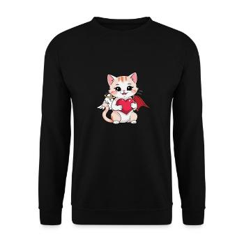 Chat Chats Ange Diable Occulte Spirituel - Sweat-shirt Unisexe - noir - Devant - Alina (178cm) & Michal (187cm)