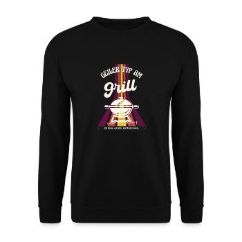 guy at the grill funny saying grilling retro - Unisex Sweatshirt - black - Front - Alina (178cm) & Michal (187cm)