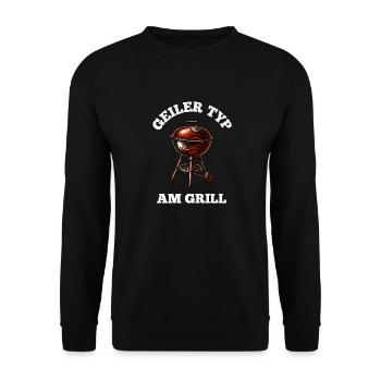 Guy At The Grill Funny BBQ Grilling Gift - Unisex Sweatshirt - black - Front - Alina (178cm) & Michal (187cm)