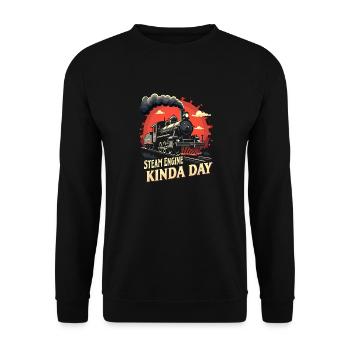 Train Ride -locomotive Adventure - Unisex Sweatshirt - black - Front - Alina (178cm) & Michal (187cm)