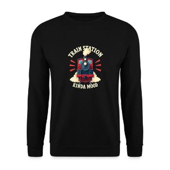 Train Ride -locomotive Adventure - Unisex Sweatshirt - black - Front - Alina (178cm) & Michal (187cm)