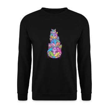 Cat Cats Cat Head Kitten - Unisex Sweatshirt - black - Front - Alina (178cm) & Michal (187cm)