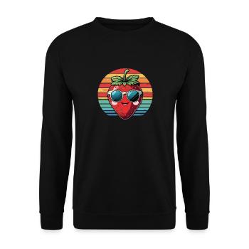 Erdbeere mit Sonnenbrille - Unisex Pullover - Schwarz - Vorne - Alina (178cm) & Michal (187cm)
