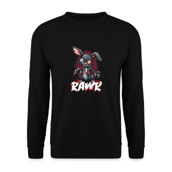 Gruseliger Zombie Hase Kaninchen - Unisex Pullover - Schwarz - Vorne - Alina (178cm) & Michal (187cm)