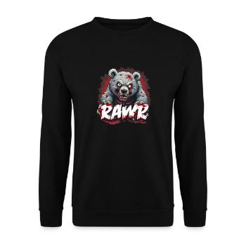 Gruseliger Zombie Bär Grizzly Braunbär - Unisex Pullover - Schwarz - Vorne - Alina (178cm) & Michal (187cm)