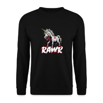 Gruseliges Zombie Einhorn - Unisex Pullover - Schwarz - Vorne - Alina (178cm) & Michal (187cm)