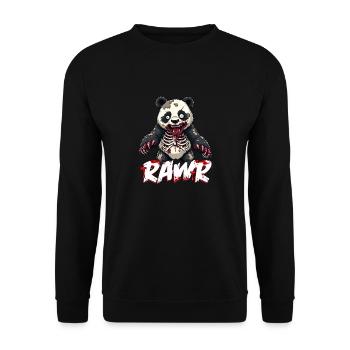 Gruseliger Zombie Panda Pandabär - Unisex Pullover - Schwarz - Vorne - Alina (178cm) & Michal (187cm)