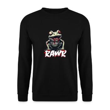 Gruseliger Zombie Frosch Kröte - Unisex Pullover - Schwarz - Vorne - Alina (178cm) & Michal (187cm)