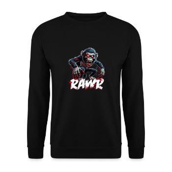 Gruseliger Zombie Affe Schimpanse - Unisex Pullover - Schwarz - Vorne - Alina (178cm) & Michal (187cm)