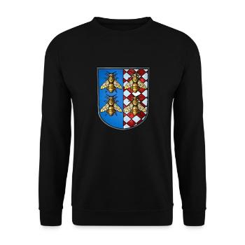 Wappen Bienen - Unisex Pullover - Schwarz - Vorne - Alina (178cm) & Michal (187cm)