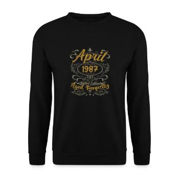Avril 1987 Cadeau Anniversaire April 1987 - Sweat-shirt Unisexe - noir - Devant - Alina (178cm) & Michal (187cm)