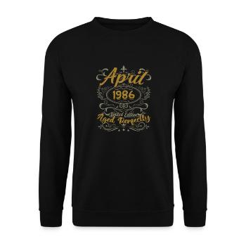 Avril 1986 Cadeau Anniversaire April 1986 - Sweat-shirt Unisexe - noir - Devant - Alina (178cm) & Michal (187cm)