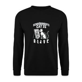 Le chat de Schrödinger mort et vif - Sweat-shirt Unisexe - noir - Devant - Alina (178cm) & Michal (187cm)