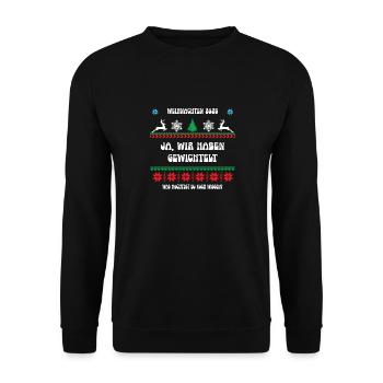 Weihnachten 2025 Wichtelspiel Julklapp Wichteln - Unisex Pullover - Schwarz - Vorne - Alina (178cm) & Michal (187cm)