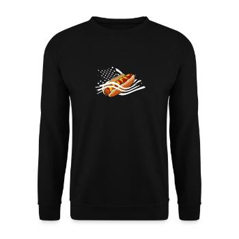 Hot Dog Lover American Flag - Unisex Sweatshirt - black - Front - Alina (178cm) & Michal (187cm)