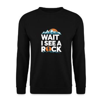 Wait, I see a rock mountaineering adventure - Unisex Sweatshirt - black - Front - Alina (178cm) & Michal (187cm)