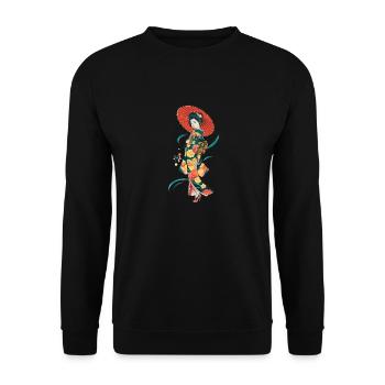 Geisha japonaise traditionnelle à motif floral - Sweat-shirt Unisexe - noir - Devant - Alina (178cm) & Michal (187cm)