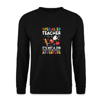 Sonderpädagogik Lehrer - Kein Job, Ein Abenteuer - Unisex Pullover - Schwarz - Vorne - Alina (178cm) & Michal (187cm)