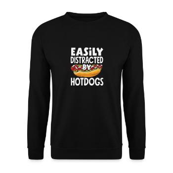 Facilement distrait par les hot-dogs pour les amateurs de hot-dogs - Sweat-shirt Unisexe - noir - Devant - Alina (178cm) & Michal (187cm)