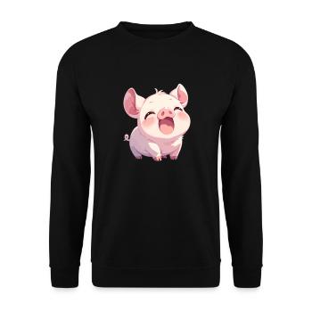 Schweine Schwein - Unisex Pullover - Schwarz - Vorne - Alina (178cm) & Michal (187cm)