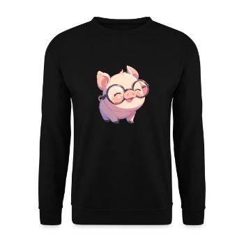 Schweine Schwein - Unisex Pullover - Schwarz - Vorne - Alina (178cm) & Michal (187cm)